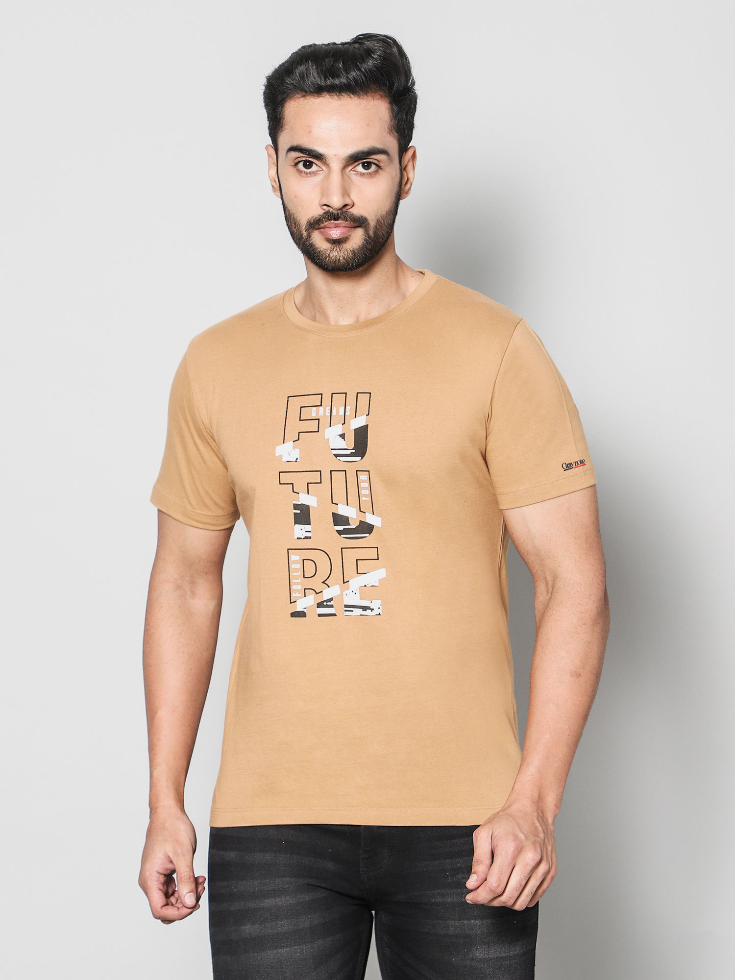 Basic Men Round Neck Future Khakhi T-shirt – Gray Zone